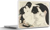 Laptop sticker - 14 inch - Weduwe en jongeman - Schilderij van Katsushika Hokusai - 32x5x23x5cm - Laptopstickers - Laptop skin - Cover