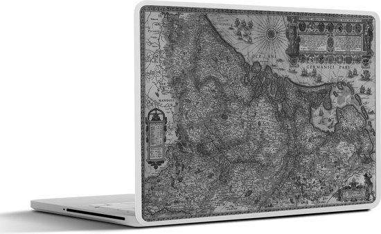 Laptop sticker - 14 inch - Historische zwart witte landkaart van Nederland - 32x5x23x5cm - Laptopstickers - Laptop skin - Cover