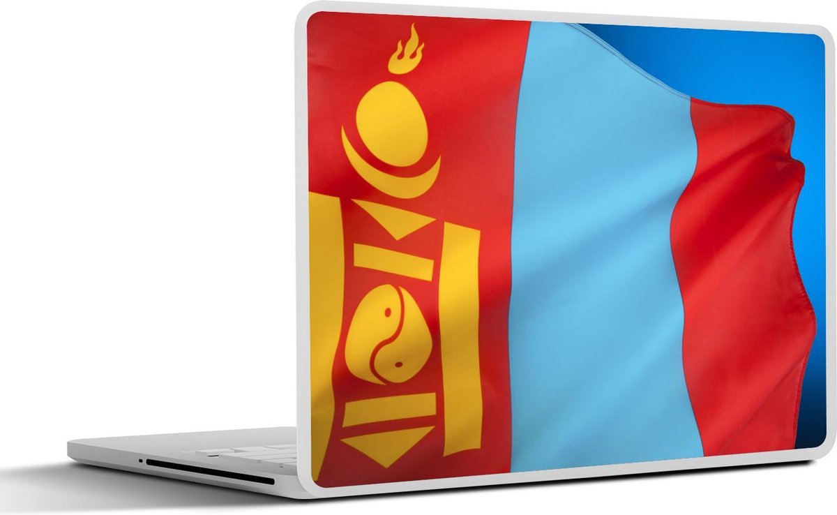 Afbeelding van product SleevesAndCases  Laptop sticker - 10.1 inch - De vlag van Mongolië op een blauwe achtergrond