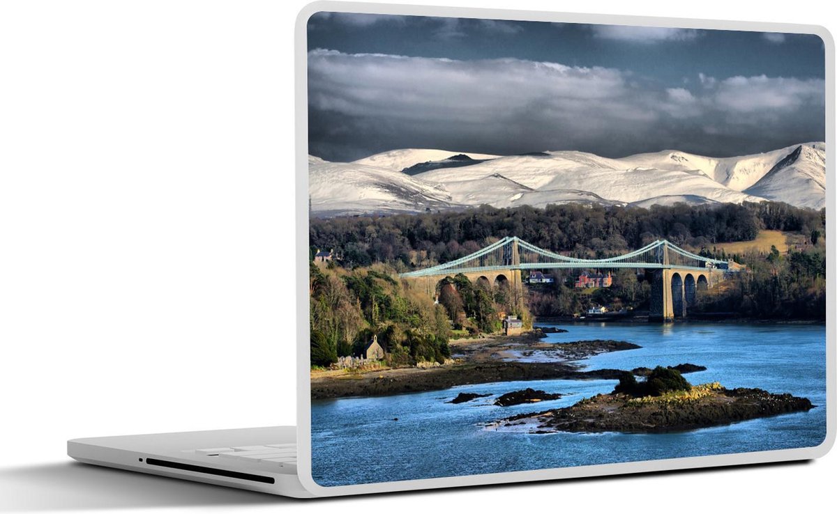 Afbeelding van product SleevesAndCases  Laptop sticker - 10.1 inch - blauw water en de Menai Suspension brug in Snowdonia