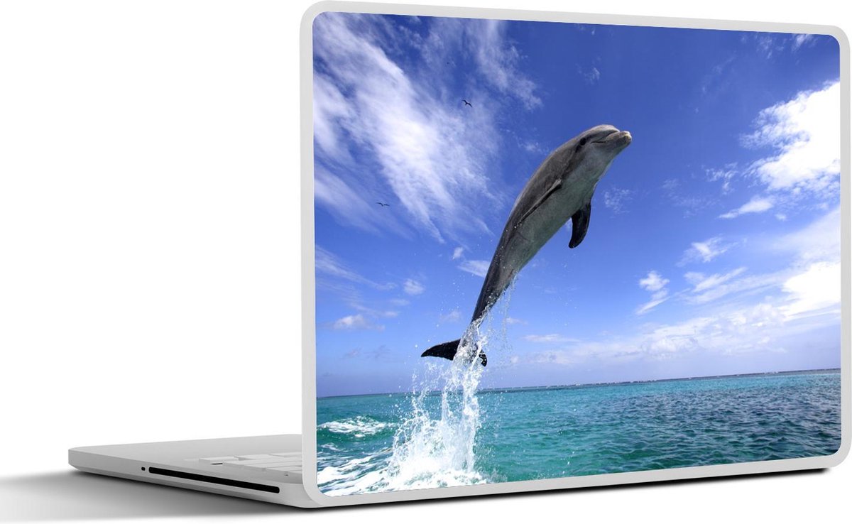 Laptop sticker - 14 inch - Dolfijn - Zee - Lucht - 32x5x23x5cm - Laptopstickers - Laptop skin - Cover