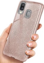 Samsung Galaxy A40 Hoesje Glitters Siliconen TPU Case licht roze - BlingBling Cover