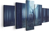 Artaza Canvas Schilderij Vijfluik Hert In Het Bos Tijdens Volle Maan - 100x50 - Foto Op Canvas - Canvas Print