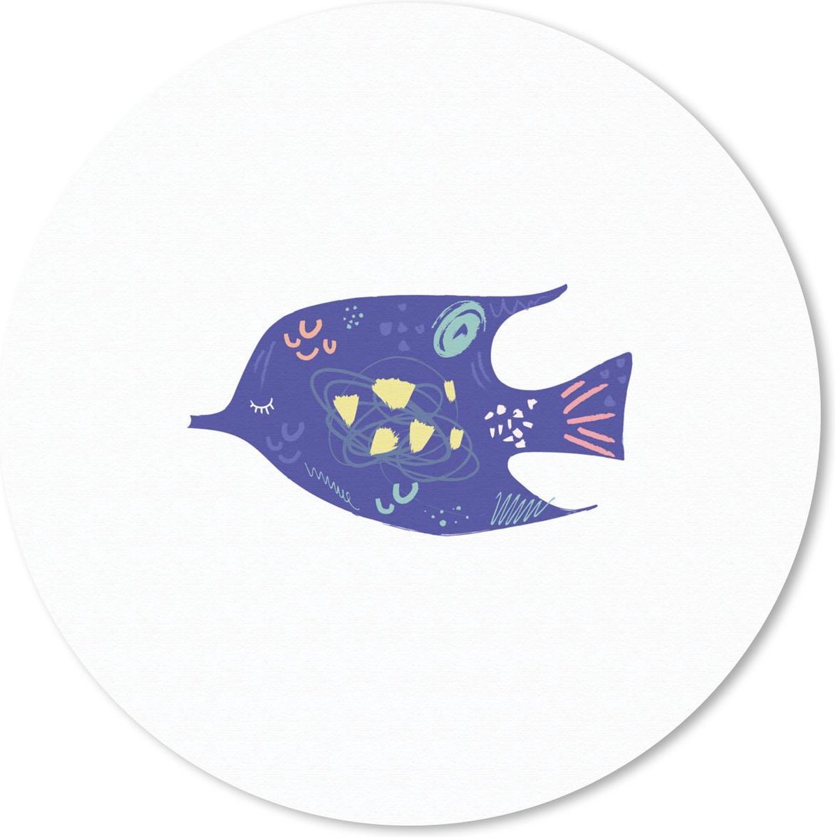 Muismat rond 20x20 cm - Mousepad Vis - Paars - Pastel - Ronde muismatten