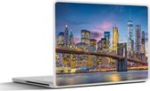 Sticker ordinateur portable - 11,6 pouces - New York - Pont de Brooklyn - Nuit
