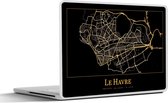 Laptop sticker - 14 inch - Kaart - Le Havre - Luxe - Goud - Zwart - 32x5x23x5cm - Laptopstickers - Laptop skin - Cover