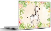 Laptop sticker - 10.1 inch - Zebra - Jungle - Aquarelverf - 25x18cm - Laptopstickers - Laptop skin - Cover