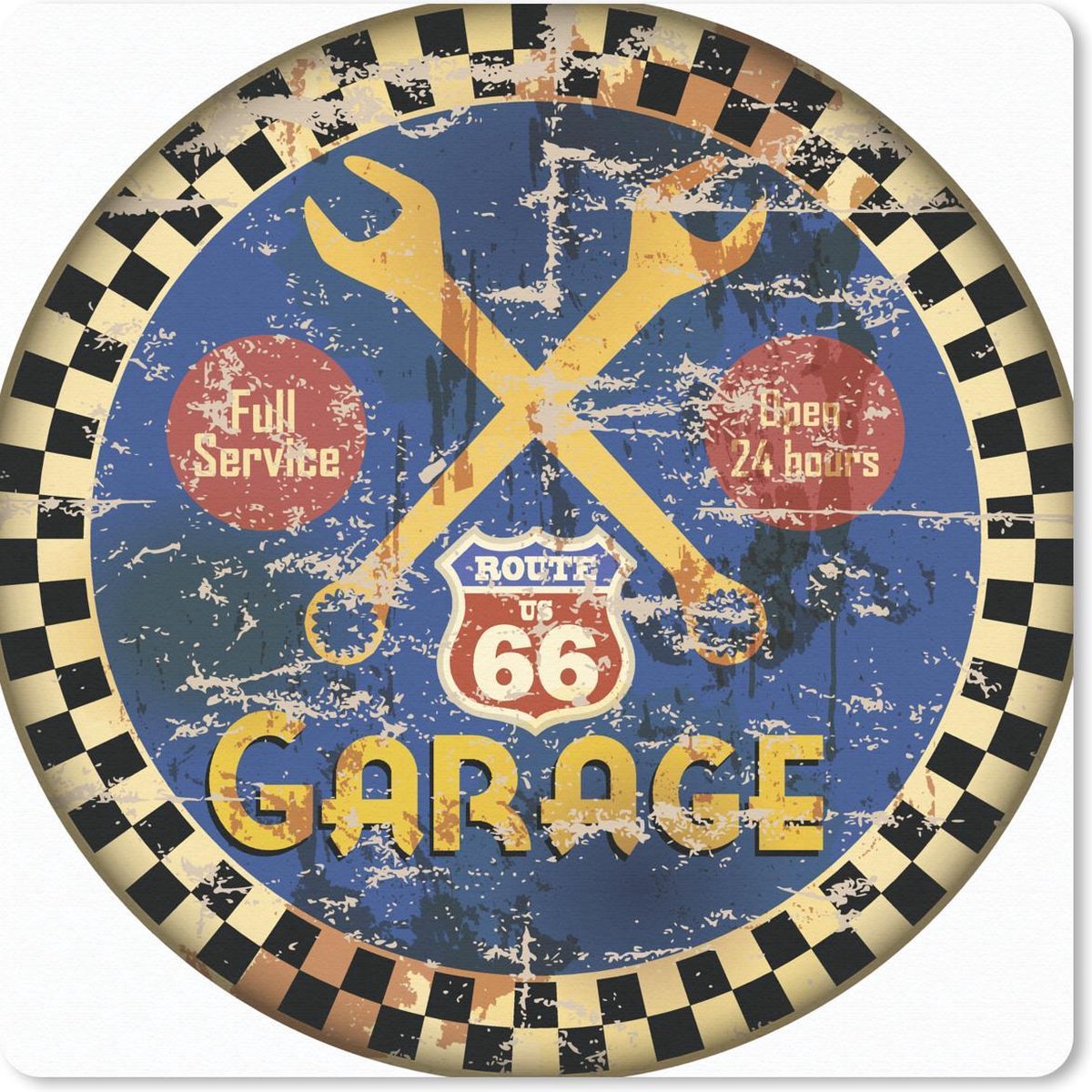 Muismat 20x20 cm - Mousepad Mancave - Garage - Vintage - Route 66 - Muismatten