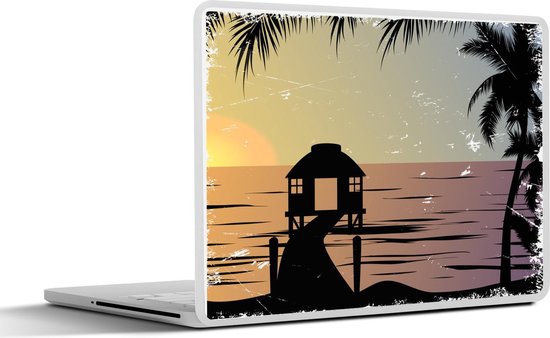 Sticker pour ordinateur portable - 14 pouces - Jetée - Mer - Nuit - Eté