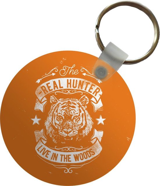 Sleutelhanger - Vintage - Tijger - Oranje - Plastic - Rond - Uitdeelcadeautjes - Vaderdag cadeau - Geschenk - Cadeautje voor hem - Tip - Mannen