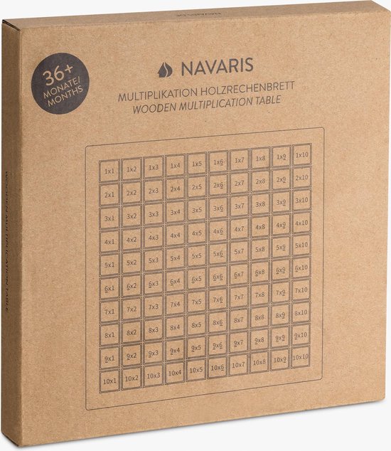 Thumbnail van een extra afbeelding van het spel Navaris houten vermeningvuldigingsbord - Rekenbord om vermenigvuldigen te oefenen - Tafel van 1 t/m 10 - Met 100 blokken van hout - Rekenspel