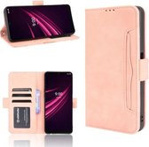 Voor T-Mobile REVVL V + 5G Huid Voelen Kalf Patroon Horizontale Flip Lederen Case met Houder & Kaartsleuven & Fotolijst (Roze)