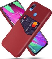 Voor Samsung Galaxy A40 Doek Textuur PC + PU lederen achterkant Schokbestendig hoesje met kaartsleuf (rood)