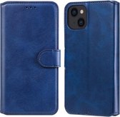 Klassieke kalfstextuur PU + TPU horizontale flip lederen hoes met houder & kaartsleuven & portemonnee voor iPhone 13 (blauw)