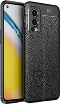 Voor OnePlus Nord 2 5G Litchi-textuur TPU-schokbestendig hoesje (zwart)