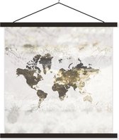 Affiche scolaire - Wereldkaart - Taches - Grijs - 60x60 cm - Lattes noires