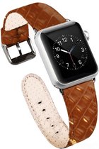 Apple Watch bandje robuuste Lak Zwart Taupe krokodillenprint leer 42/44 mm