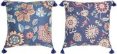 Kussen DKD Home Decor Gebloemd Multicolour Polyester (2 pcs) (45 x 10 x 45 cm)