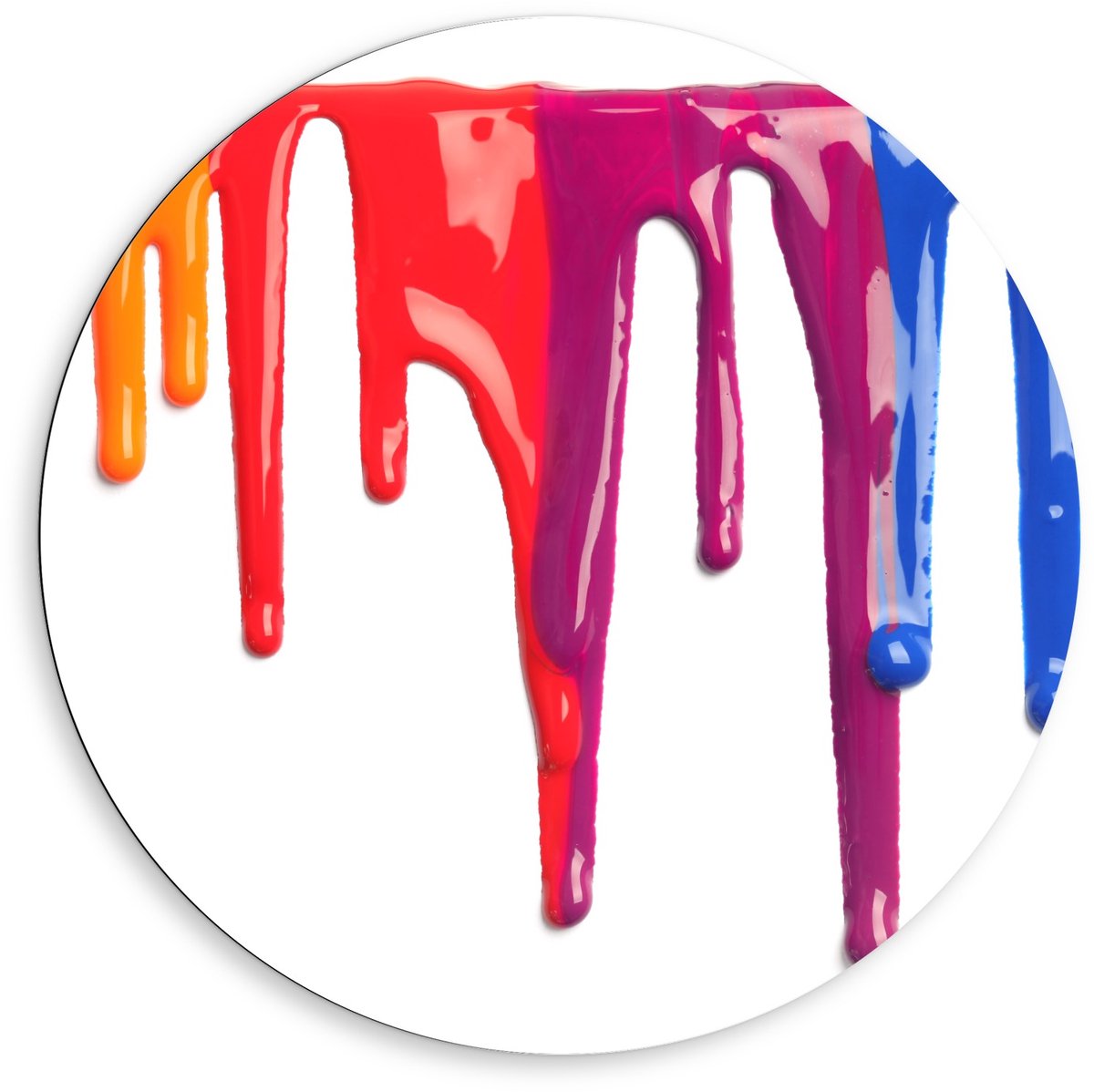 Dibond Wandcirkel - Druppels Verf - 80x80cm Foto op Aluminium Wandcirkel (met ophangsysteem)