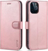 AZNS Skin Feel Calf Texture Horizontal Flip Leather Case met kaartsleuven & houder & portemonnee voor iPhone 12 Pro Max (rosé goud)