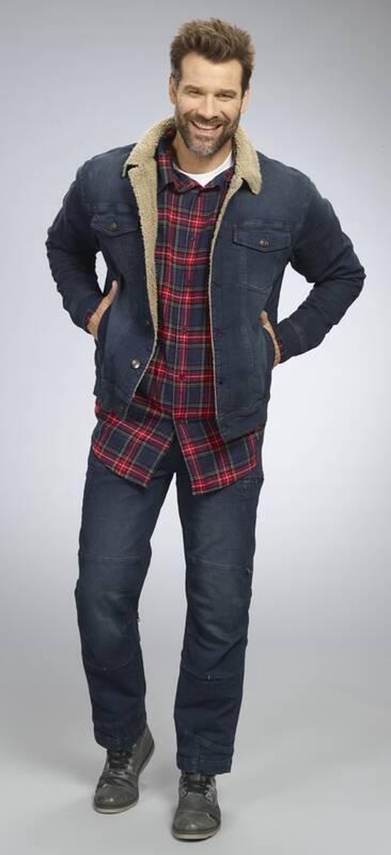 Denim jas met teddy voering, kleur jeans blauw, maat L | bol.com