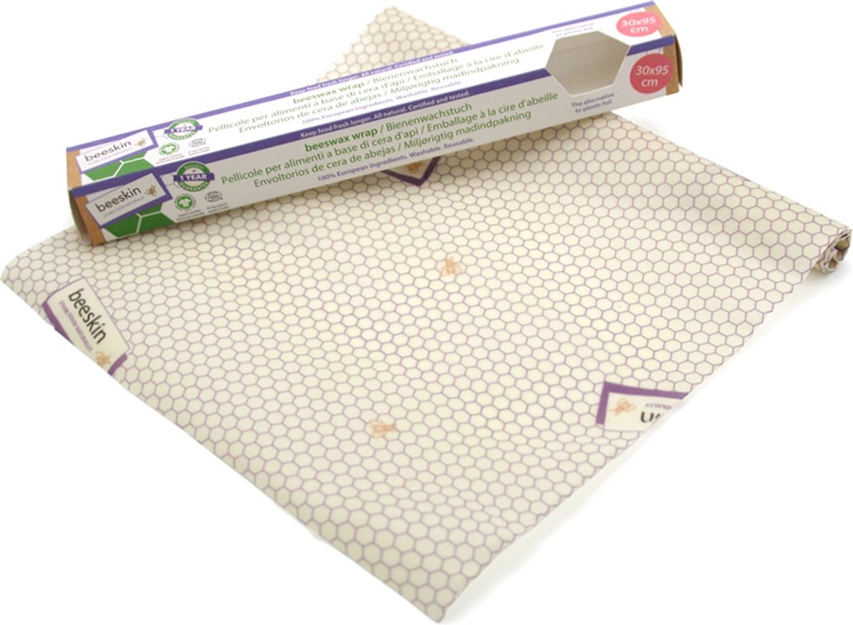 Goedkoopste Beeskin Bijenwasdoek - Op rol - Langer vers voedsel - 30x95 cm - Standard print