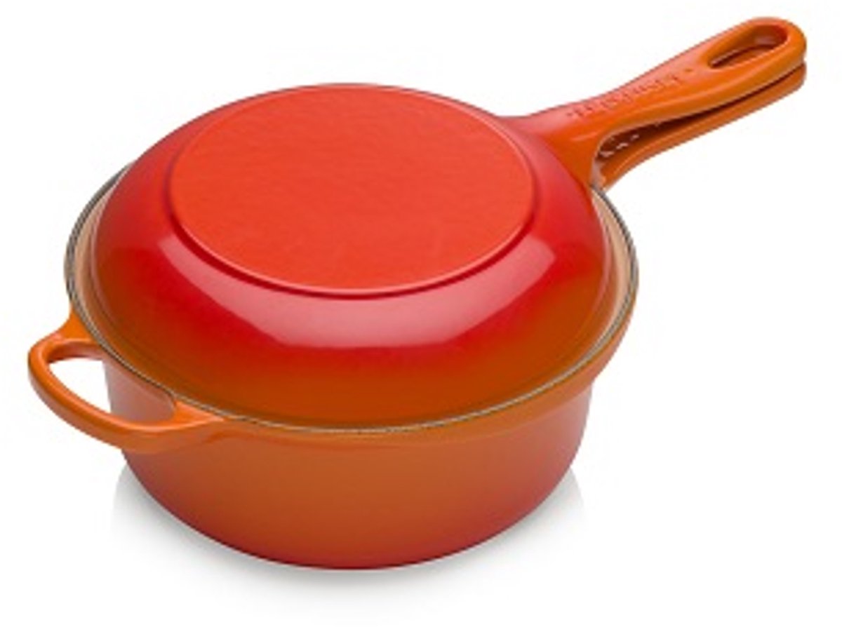 LE CREUSET - Gietijzer - 2-IN-1 Steelpan 22cm oranje