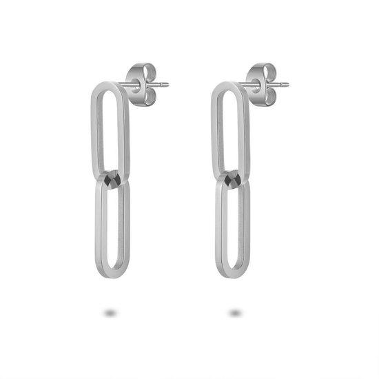 Boucles d'oreilles Twice As Nice en acier inoxydable, 2 ovales entrelacés