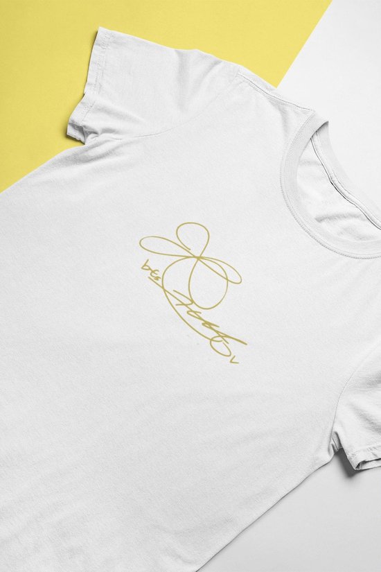 BTS V Signature T-Shirt for fans | Army Dynamite | Love Sign | Unisex Maat M Wit