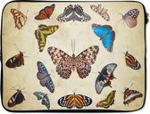 Laptophoes 13 inch 34x24 cm - Vlinders - Macbook & Laptop sleeve Botanische print vlinders - Laptop hoes met foto