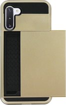 - ADEL Kunststof Back Cover Hardcase Hoesje Geschikt voor Samsung Galaxy Note 10 Plus - Pasjeshouder Goud
