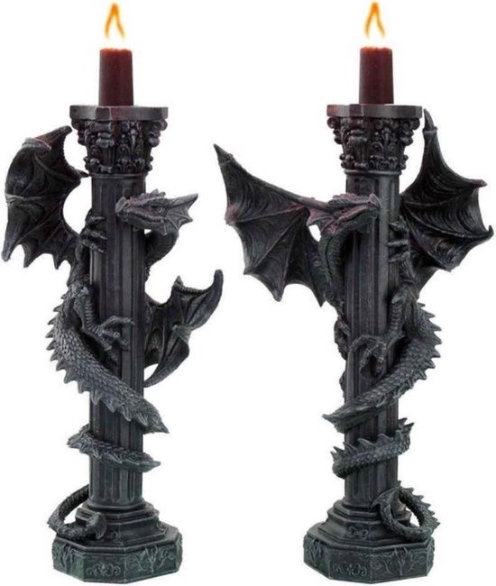 Vintage Industriële Kaarsenhouders Set van 2 - Zwart Metalen Pedestal Voor Bloemen