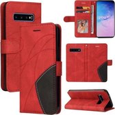 Voor Samsung Galaxy S10 Dual-color Splicing Horizontale Flip PU Lederen Case met Houder & Kaartsleuven & Portemonnee (Rood)