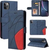 Dual-color splitsen horizontale flip PU lederen tas met houder & kaartsleuven & portemonnee voor iPhone 11 Pro Max (blauw)