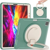 Schokbestendige TPU + pc-beschermhoes met 360 graden rotatie opvouwbare handgreephouder en pensleuf voor iPad Pro 12.9 2020 / 2018 (smaragdgroen)