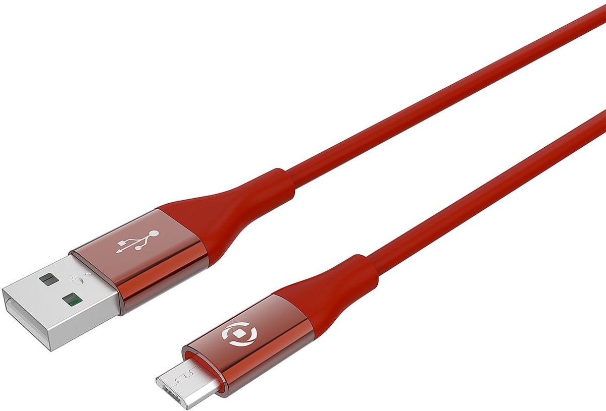 Celly Feeling Oplaadkabel 15W - USB kabel - USB-A naar Micro-USB kabel - 1.0m - Rood