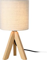 Tafellamp Koblenz tripod lamp 37,5xØ18 cm beige en hout E14
