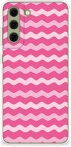 Bumper Hoesje Geschikt voor Samsung Galaxy S21FE Smartphone hoesje Waves Pink