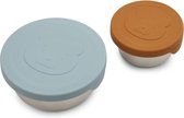Silicone Snackboxen Fiby Snack Box 2-Set Mr Bear Sea Blue Mix | Liewood