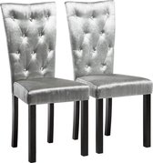 Eetkamerstoelen 2 stuks fluweel zilver