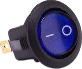 Schakelaar aan uit donker blauw rond met LED voor elektrische kinderauto - kindermotor - kinderquad - kindertractor - accuvoertuig