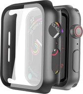 Apple Watch 44 mm Screenprotector + Apple Watch Hoesje - 4/5/6/SE 44 mm Siliconen hoes TPU Case Transparant / zwart - Volledige 360 Graden Bescherming - Ntech