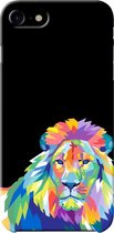 Apple iPhone 8 Telefoonhoesje - Premium Hardcase Hoesje - Dun en stevig plastic - Met Dierenprint - Leeuw - Blauw