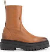 Mysa Hyacinthus Leren Dames Boots - wol gevoerde laars - Camel Bruin Leer - Maat 42