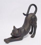 Beeld - uitrekkende kat - decoratief - polyresin - 23,4 cm hoog