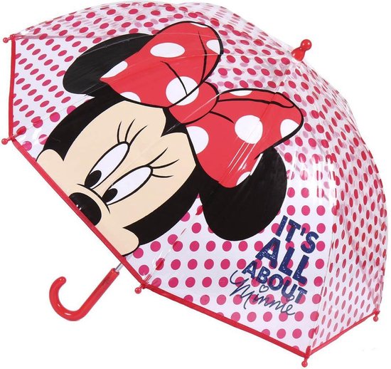 Kinder paraplu Minnie Mouse rood 71 cm - Disney paraplus voor kinderen -  Transparant | bol