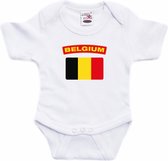 Belgium baby rompertje met vlag wit jongens en meisjes - Kraamcadeau - Babykleding - Belgie landen romper 68
