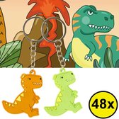 Decopatent® Uitdeelcadeaus 48 STUKS Dinosaurus Sleutelhangers - Dino - Speelgoed Traktatie Uitdeelcadeautjes voor kinderen