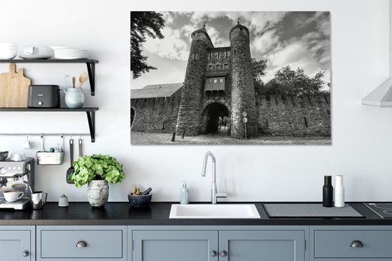 Peinture sur toile Helpoort à Maastricht - noir et blanc - 120x80 cm - Décoration murale