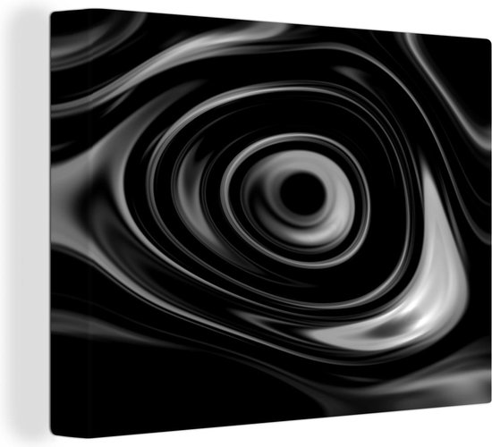 Canvas Schilderij Close-up abstracte oliedruppels op het water - zwart wit - 120x90 cm - Wanddecoratie